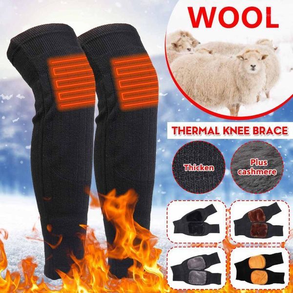 

winter outdoor sports warm knee thickening plus fleece wool knee pads wool leggings for wind and cold protection elastic kneecap1, Black;gray
