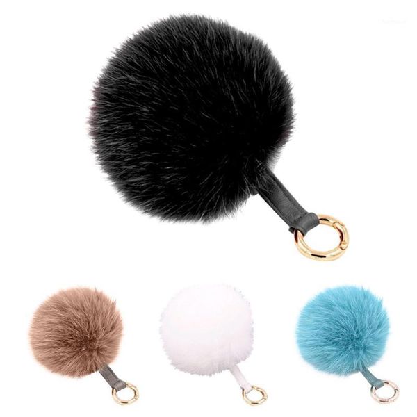

fashion soft faux fur ball keyring car key holder women bag hanging pendant1, Silver