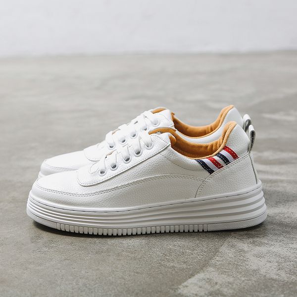 

мода белая сплит кожа женщины коренастые кроссовки белые обувь кружева тенсил феминино zapatos de mujer платформа женщины повседневная обувь, Black