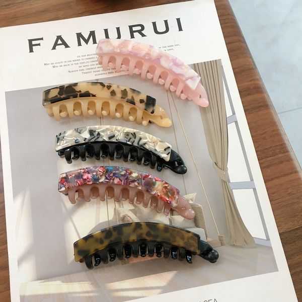 

length 10.8 cm geometric pattern ponytail banana barrettes women acetic acid large wash claw clips european korean female scrunchies shower, Golden;silver
