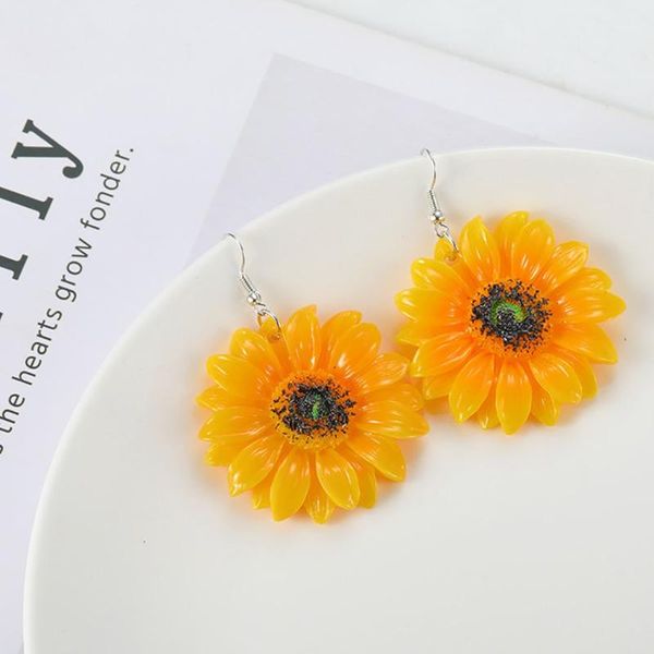 

sun flower sunflower yellow big flower summer fresh wild exaggerated earrings popular earrings personality unique, Golden;silver