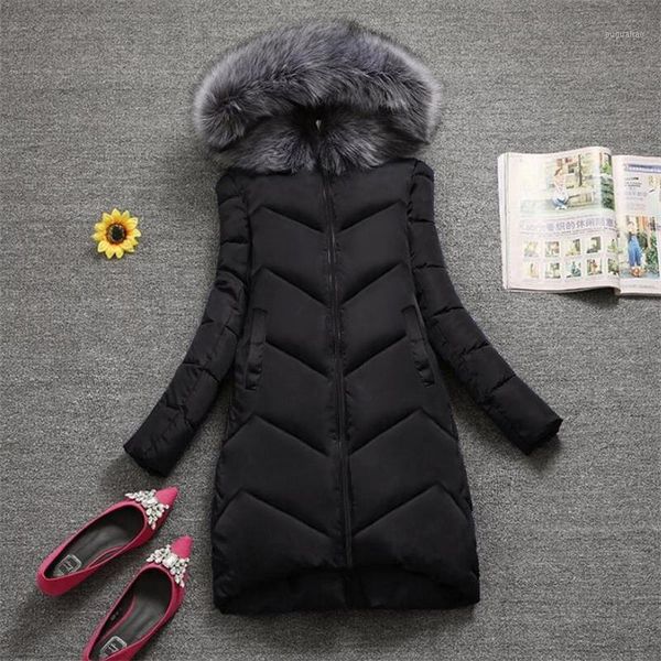 

2020 new winter women jacket hooded cotton padded female coat plus size 6xl warm long outwear womens parka manteau femme hiver1, Black