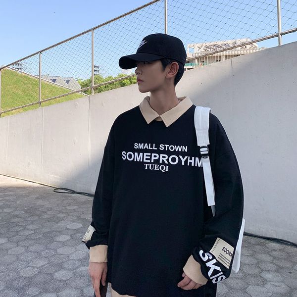 

2021 male spring and new winter two lapel pieces contrast colour m-5xl sweatshirt clothing 4xih, Black