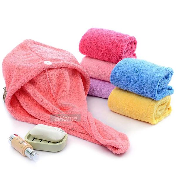 

girl's hair drying hat quick-dry hair towel cap hat bath hat microfiber solid towel cap super absorption turban hair dry cap