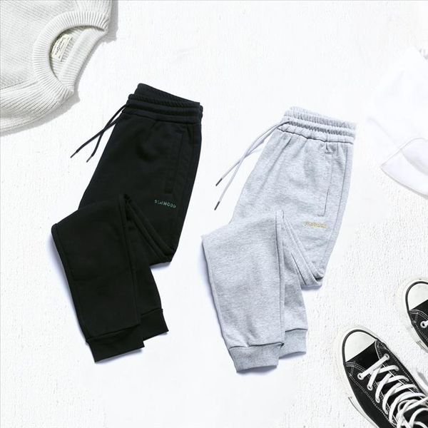 

2021 spring casual new jogger pants men embroidery drawstring plus size comfortable elastic waist sweatpants 180528, Black
