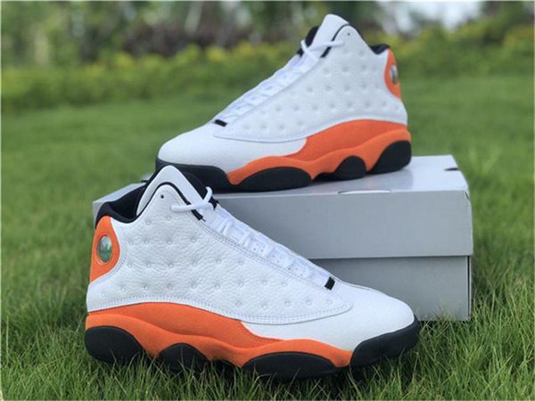 

new air authentic 13 starfish sneakers white black starfish orange real carbon fibet retro men outdoor sports shoes with box us 7-13