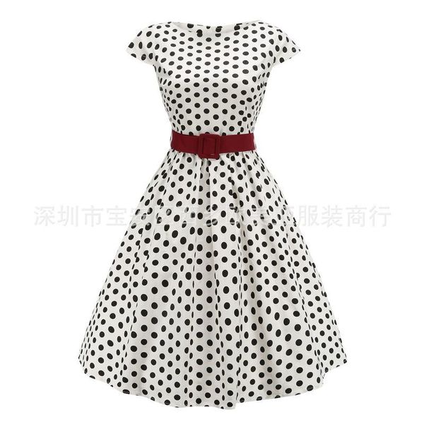

women's patchwork skirt hepburn 50s dress, Black;gray