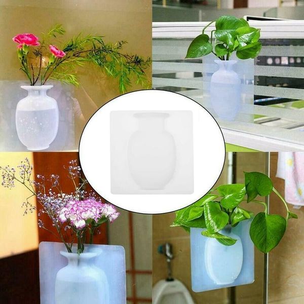 

diy ic wall hang vase sticky flower bottle rubber silicone floret container white