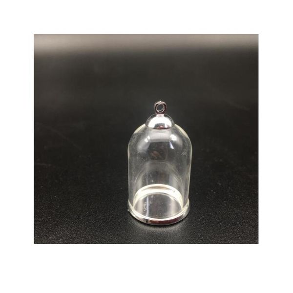 

100set 25*18mm hollow tube glass jar with silver setting tray beads cap set glass vials pendant craft display jewelry sqchpe, Black