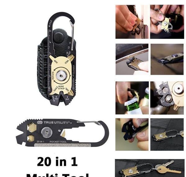 

20 in 1 outdoor portable multifunctional edc tool camping screwdriver wrench compact keychain blade file wire str bbyheb xmh_home