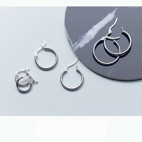 

charm 100% 925 solid sterling silver unique shaped piercing huggie hoop earring for women fashion earing jewelry e97861, Golden