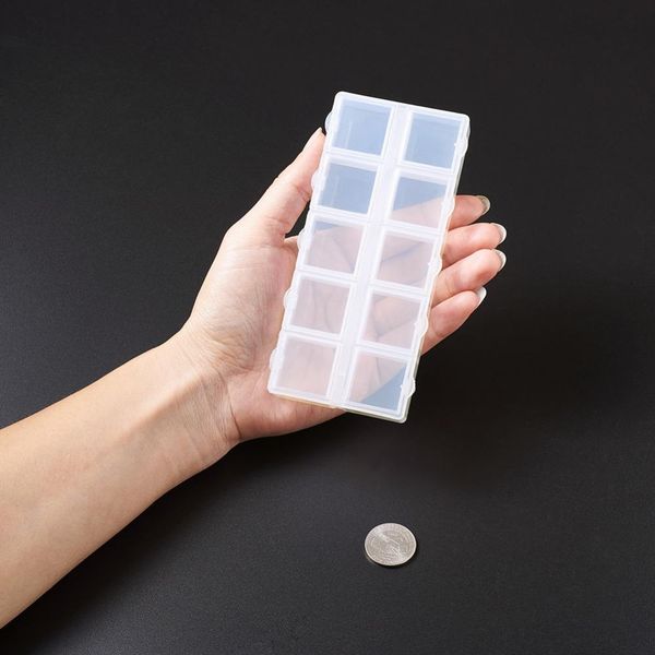 

20 шт. кубоидные пластиковые бусины контейнеры коробки для бусин малые выводы 10 отсеков белый 13.2x6.2x2.05см wmtyvo