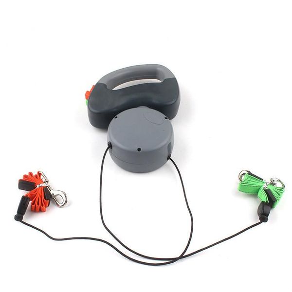 

dog collars & leashes pet double head traction rope automatic tractor 3m one tow two chain supplies