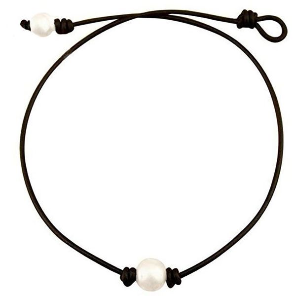 

chokers single pearl imitation pearls choker necklace for women girls cord knotted handmade jewelry gift, Golden;silver