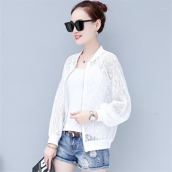 

plus size fashion women lace thin sunscreen coat 2020 summer new loose long sleeve casual cardigan sun protection outerwear 3xl1, Black;brown