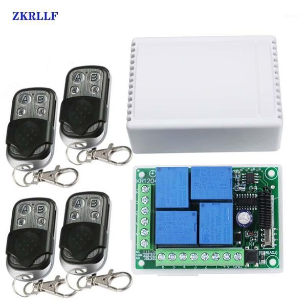 

433mhz dc 12v 4 channel universal wireless rf remote control switch receiver module & 433 mhz transmitter learning code switches1