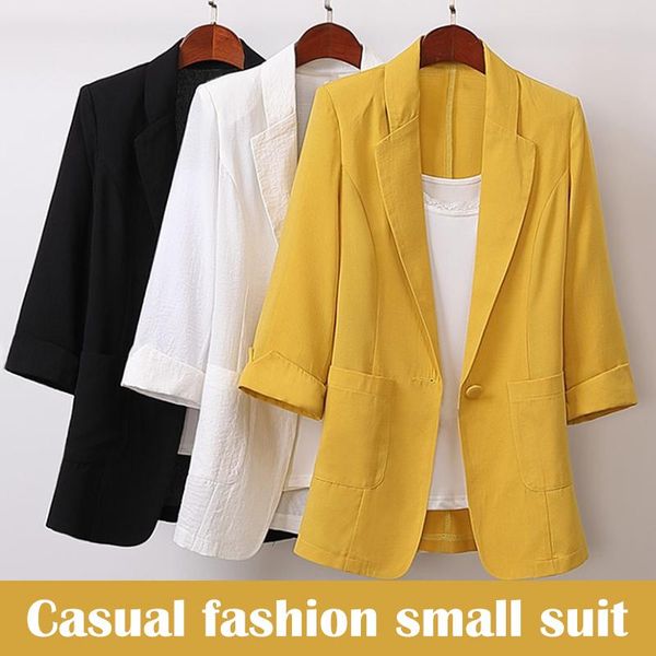 

cotton and linen long and large size suit jacket loose casual fashion suit women's clothing cnt 66, Black;brown