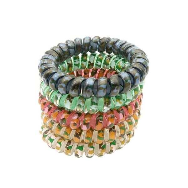 

leopard pattern elastic hair bands spiral ponytail ties gum rubber rope telephone wire accessories q qylfss