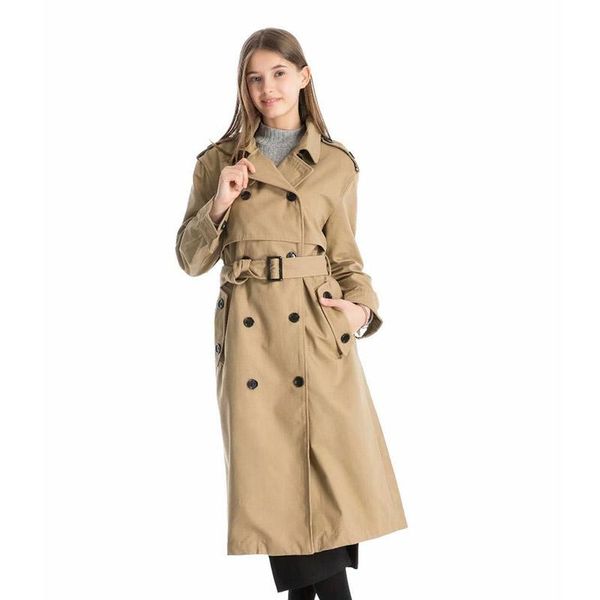 

autumn casual women trench coat solid color double breasted outwear fashion sashes office coat chic epaulet design long trench, Tan;black