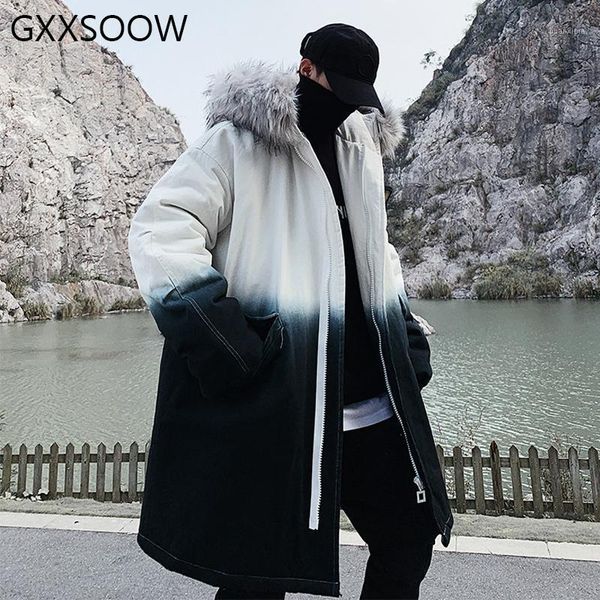 

2019 winter parkas jackets men hip hop thick warm coats harajuku fur collar coat windbreaker outwear male plus size 5xl mg3731, Black