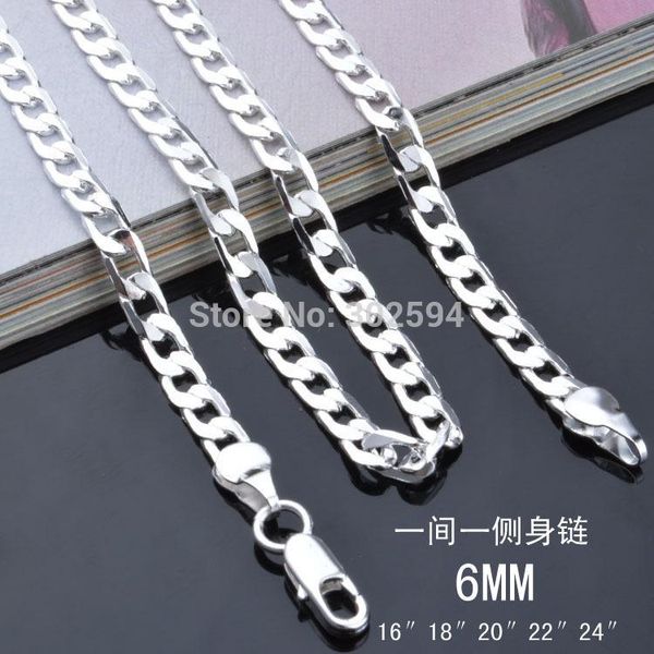 

chains 16-24inch for choose beautiful fashion silver color charm 6mm chain pretty girl necklace