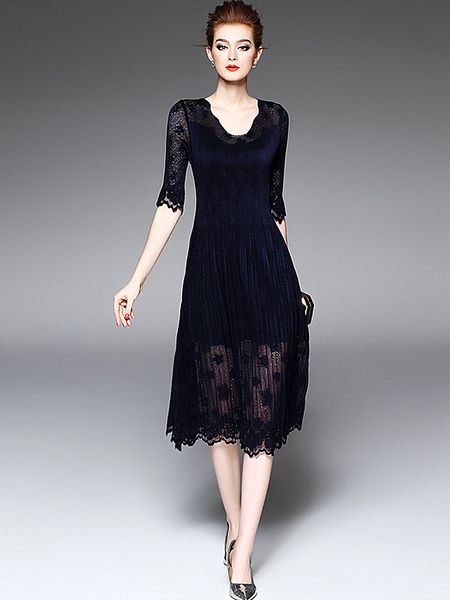 

new large summer 2020 women's embroidered woman's knitted pure colour plied female dress loose around the neck 6pu8 1kup, Black;gray