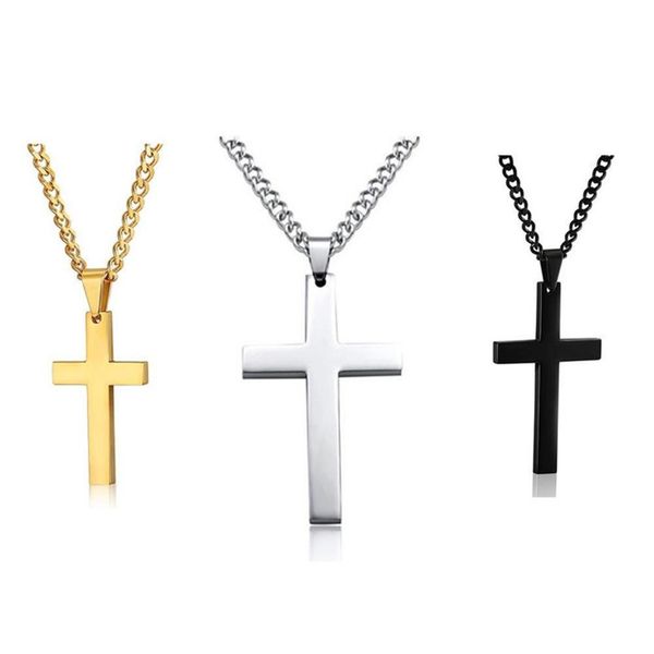 

fashion jewelry men's necklace stainless cross pendant chain necklace s585 rcxrq, Silver