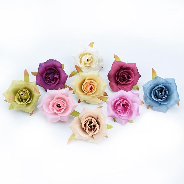 

decorative flowers & wreaths 100pcs 6cm silk roses head needlework diy gifts box home wedding decor artificial for scrapbooking fake wall1