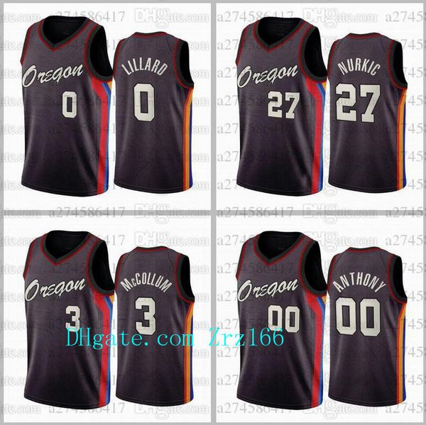 

portland trail blazers 0 lillard 00 anthony 3 mccollum men city 2020-21 basketball jersey, Black;red