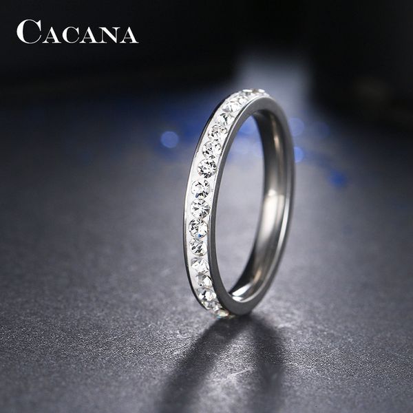 

cz cacana women stainless steel small rings for surround wholesale, Silver