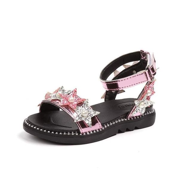 

sandals summer girls fashion princess beach shoes children's flash fabric pearl star with, Black;red