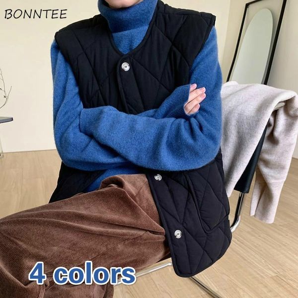 

vests women elegant autumn chic simple soft warm all-match fashion lady sleeveless outwear single breasted female clothes argyle, Black;white