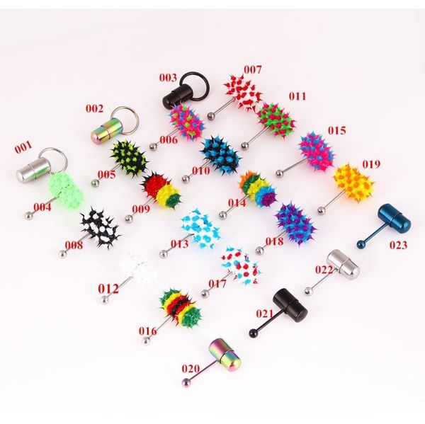 Modrsa 1 pezzo Hip Hop Gomma Vibrante Anello per la Lingua 1.6185mm Acciaio Inossidabile Bilanciere Piercing alla Lingua Punk Unisex Gioielli per il corpo F jllbey