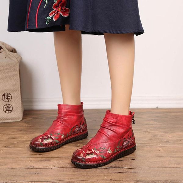 

boots short women 2021 autumn winter leather retro casual flat plus velvet warm fashion wild1, Black
