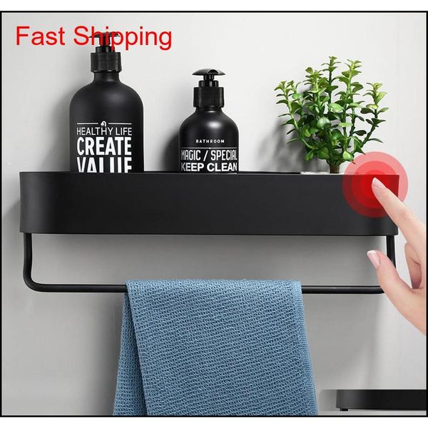 

black bathroom shelf 30-50cm lenght kitchen wall shelves shower basket storage rack towel bar robe hooks bathroom ac qylzxc toys2010
