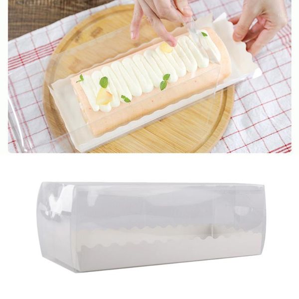 

5pcs long cake box clear rectangle bakery boxes swiss roll containers for shop1