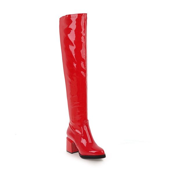 

woman on-the-knee 2021 patent heels pointed finger of european and toe female winter boots online 1 ls14, Black