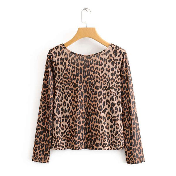 

women's fashion 2020 new round neck leopard print open back long sleeve t-shirt for women w27552, Black;gray
