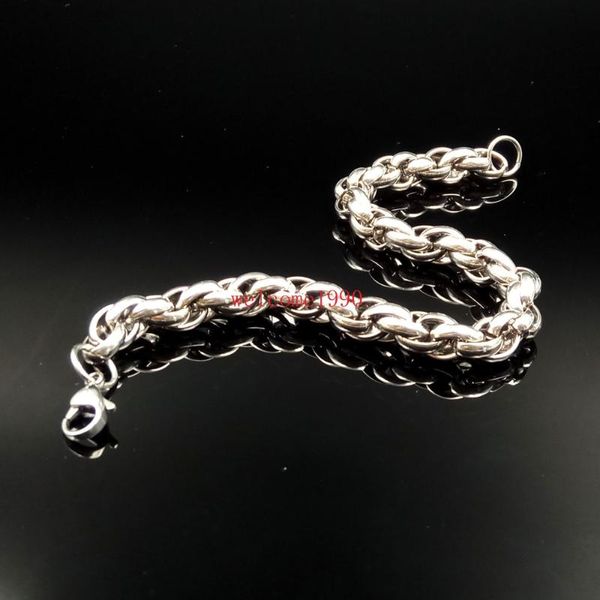 

fashion new design stainless steel rope chain link bracelet huge bangle for men 9mm huge, Black