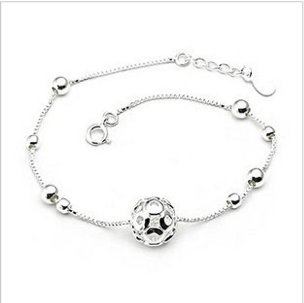 

new arrival fashion 925 sterling ladies silver anklets ball manual anklet bracelet for women & girl jewelry foot jewelry, Red;blue