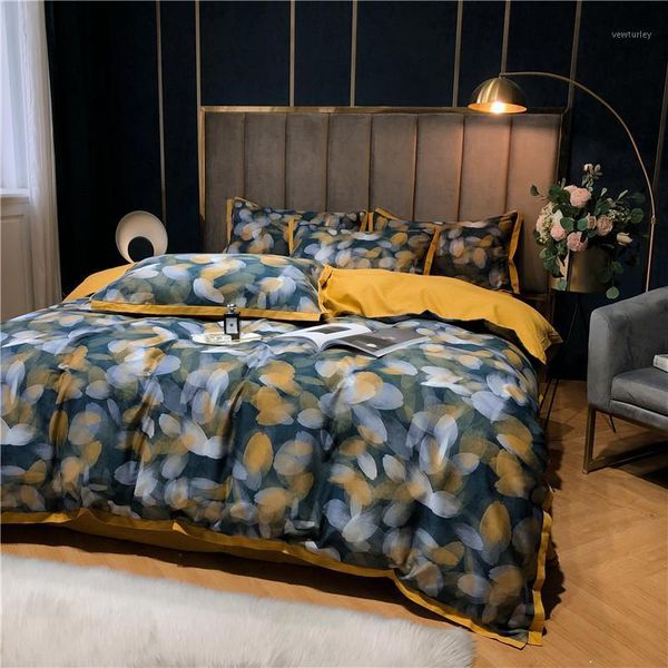 

bedding sets dream egyptian cotton bedsheet gray yellow color duvet cover bed linen flat sheets  king size hometexitle1