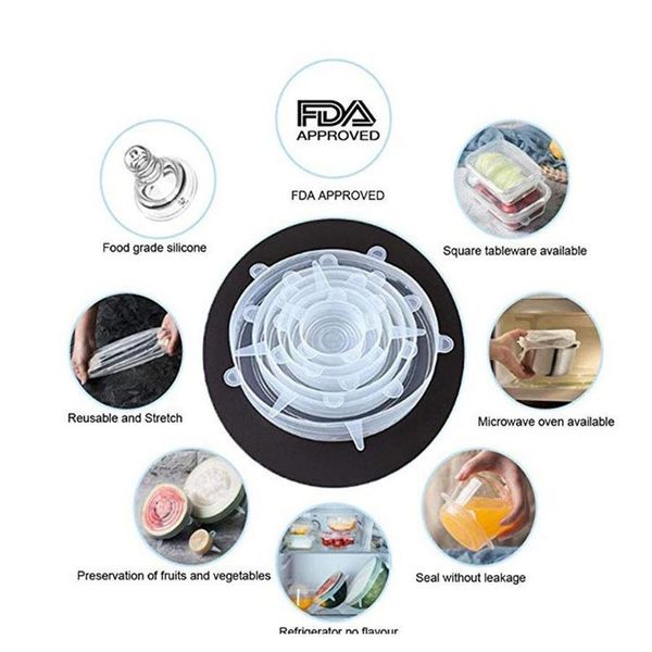 

sile food wraps 6pcs/set reusable food fresh save cover stretched durable bowl plate storage l jllvfq jjxh
