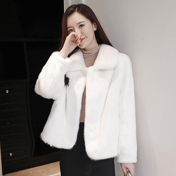 

women 2021 autumn winter elegant fur coat fashion plush faux coats loose fur jacket overcoat thick warm outerwear c371, Black