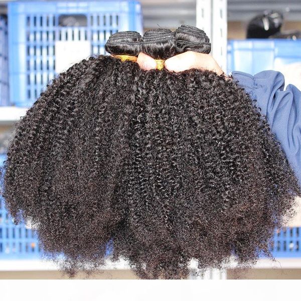 

mongolian afro kinky curly virgin hair kinky curly hair weaves human hair extension natural color double wefts dyedable, Black