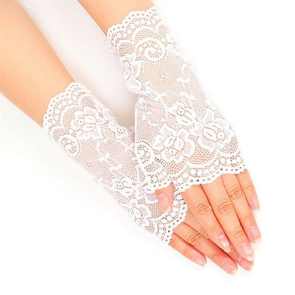 

black short bride wedding gloves beige short design lace gauze transparent women gloves uv proof summer women guantes novia s244 h sqcavj, White