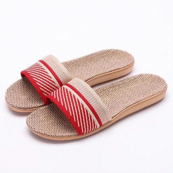 

women's summer flat sandals indoor cotton linen slippers red flax flip flops women slides home l shoes cute girl's slippers #4i4f, Black