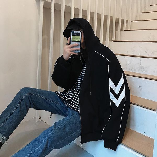 

2019 new national style tide men's quality cotton comfortable large size street harajuku casual sports long-sleeved hoodie1, Black