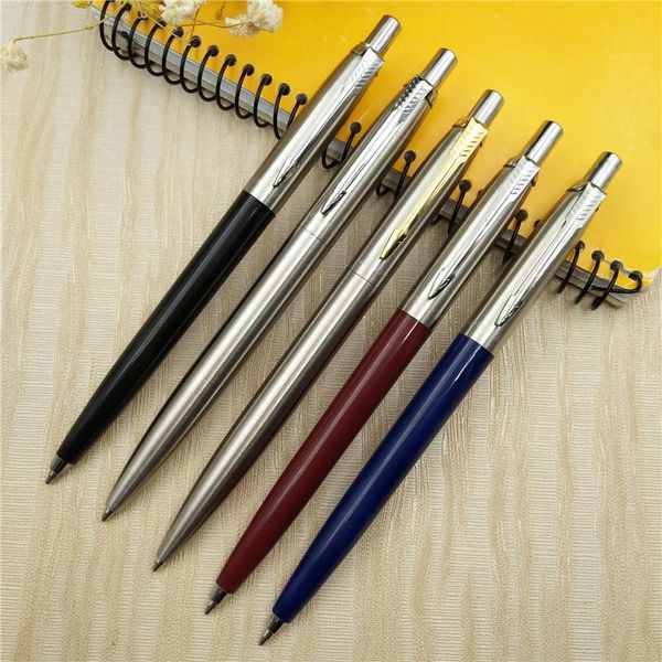 

5pieces/lot 1 pcs metal ballpoint pen portable rotating automatic commercial ballpoint pen ball pens writing tool office supplies gift