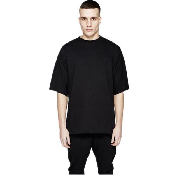

men kanye west oversized blank tshirt hip hop 2017 new short sleeve tee shirts male summer streetwear plus size t-shirts, White;black