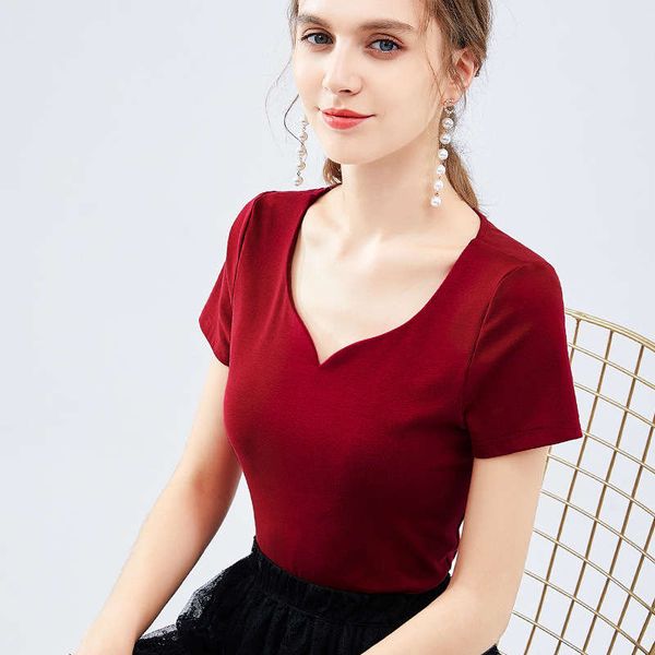 

short cotton t-shirt new summer women's tight half sleeve fashion top, Black;gray